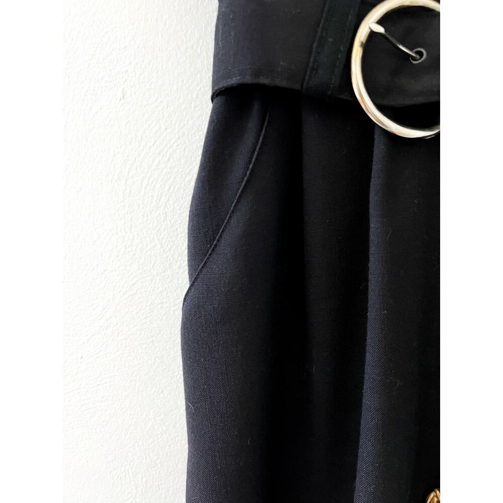 Vintage Periwinkle Black Midi Pencil Dress with Gold Buttons, Size 12, EUC - Picture 5 of 7